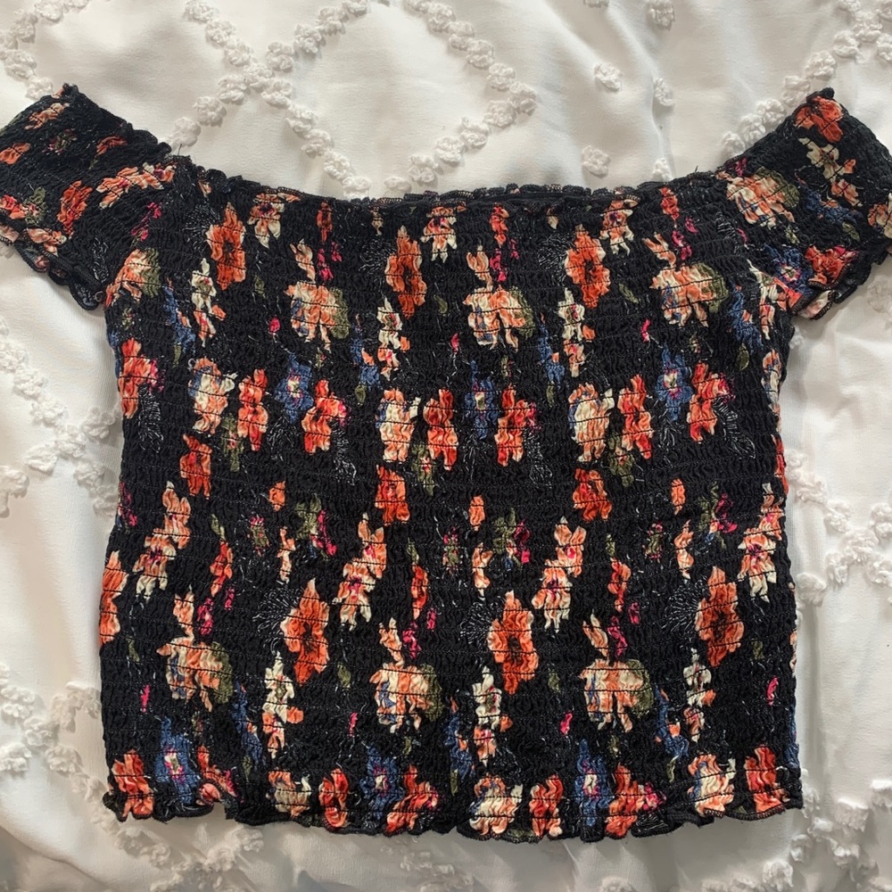 Floral Cropped off the shoulder top